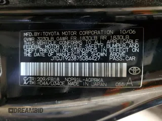2007 Toyota Yaris with VIN JTDJT923875084427, listed as a Copart auction lot 52620615 with 152,526 mi miles and Non Repairable. Bid and sale history available at carsss.com. Image 12.