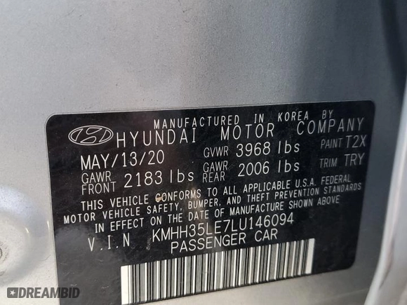 2020 Hyundai Elantra GT with VIN KMHH35LE7LU146094, listed as a Copart auction lot 47020815 with NaN miles and Salvage Title. Bid and sale history available at carsss.com. Image 14.