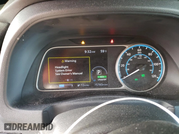 2021 Nissan LEAF SV Plus with VIN 1N4BZ1CV2MC554727, listed as a Copart auction lot 49440675 with 75,783 mi miles and Salvage title. Bid and sale history available at DreamBid. Image 9.