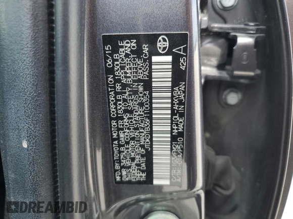 2015 Toyota Prius One with VIN JTDKDTB36F1100354, listed as a Copart auction lot 53372475 with 90,415 mi miles and Non Repairable. Bid and sale history available at carsss.com. Image 12.