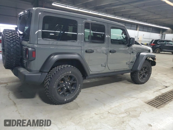 2021 Jeep Wrangler Unlimited Willys with VIN 1C4HJXDN3MW570110, listed as a Copart auction lot 53696535 with 40,166 mi miles and Salvage title. Bid and sale history available at DreamBid. Image 3.