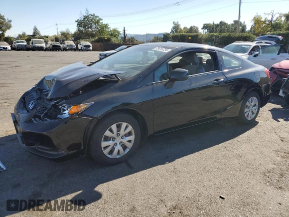 2012 Honda Civic Cpe LX with VIN 2HGFG3B59CH519341, listed as a Copart auction lot 73415724 with 80,910 mi miles and Salvage Title. Bid and sale history available at carsss.com. Image 1.