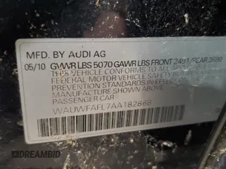 2010 Audi A4 2.0T Premium Plus with VIN WAUWFAFL7AA182868, listed as a Copart auction lot 86703744 with 129,551 mi miles and Salvage Title. Bid and sale history available at carsss.com. Image 12.