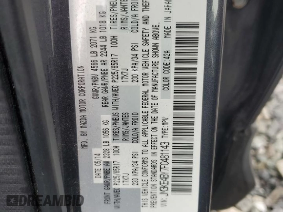 2015 Mazda CX-5 Sport with VIN JM3KE4BY7F0481143, listed as a Copart auction lot 51202815 with 0 mi miles and Clean Title. Bid and sale history available at carsss.com. Image 13.