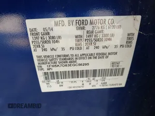 2014 Ford Explorer XLT with VIN 1FM5K7D83EGC56295, listed as a IAAI auction lot 42476324 with 203,692 mi miles and . Bid and sale history available at DreamBid. Image 9.