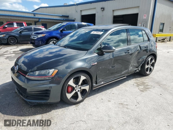 2016 Volkswagen Golf GTI SE w/Performance Pkg with VIN 3VW547AU0GM014926, listed as a Copart auction lot 46799635 with 63,776 mi miles and Salvage Title. Bid and sale history available at carsss.com. Image 1.