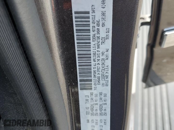 2020 Ram 1500 Limited with VIN 1C6SRFHT3LN194120, listed as a Copart auction lot 63048375 with 65,137 mi miles and Salvage title. Bid and sale history available at DreamBid. Image 12.