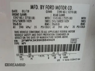 2019 Ford Edge Titanium z VIN 2FMPK3K99KBB49428, wystawiony jako Copart lot #60663125 z przebiegiem 60 383 mil mil oraz Szkoda całkowita • Salvage title. Historia ofert i sprzedaży dostępna na DreamBid. Obrazek 14.