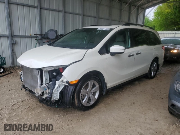 2019 Honda Odyssey EX-L with VIN 5FNRL6H76KB045998, listed as a Copart auction lot 51854455 with 42,558 mi miles and Salvage Title. Bid and sale history available at carsss.com. Image 1.