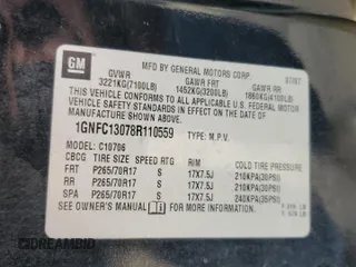 2008 Chevrolet Tahoe 3LT with VIN 1GNFC13078R110559, listed as a Copart auction lot 57583085 with 500,751 mi miles and Salvage title. Bid and sale history available at DreamBid. Image 14.