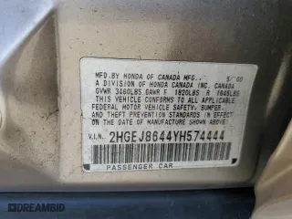 2000 Honda Civic EX with VIN 2HGEJ8644YH574444, listed as a Copart auction lot 52209095 with 113,659 mi miles and Salvage Title. Bid and sale history available at carsss.com. Image 15.