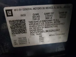 2019 Chevrolet Silverado 1500 LTZ with VIN 3GCUYGEL3KG251597, listed as a Copart auction lot 85492534 with 112,951 mi miles and Clean Title. Bid and sale history available at carsss.com. Image 14.