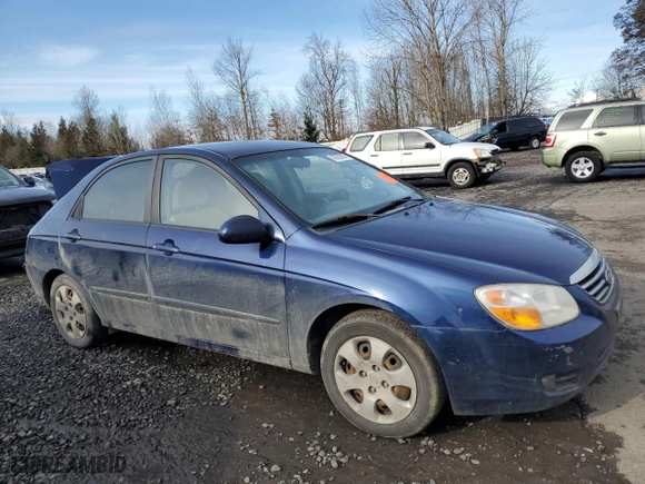 2007 Kia Spectra EX with VIN KNAFE122975464589, listed as a Copart auction lot 43562685 with NaN miles and Salvage Title. Bid and sale history available at carsss.com. Image 4.