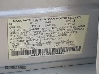 2007 Nissan Maxima SE with VIN 1N4BA41E67C856845, listed as a IAAI auction lot 42115531 with 153,954 mi miles and . Bid and sale history available at DreamBid. Image 9.