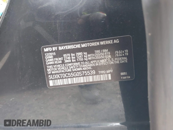 2016 BMW X5 xDrive40e with VIN 5UXKT0C55G0S75539, listed as a IAAI auction lot 41683390 with Not Provided miles and . Bid and sale history available at DreamBid. Image 9.