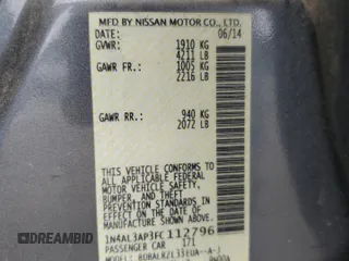 2015 Nissan Altima SV z VIN 1N4AL3AP3FC112796, wystawiony jako Copart lot #54201175 z przebiegiem 154 801 mil mil oraz Szkoda całkowita • Salvage title. Historia ofert i sprzedaży dostępna na DreamBid. Obrazek 12.