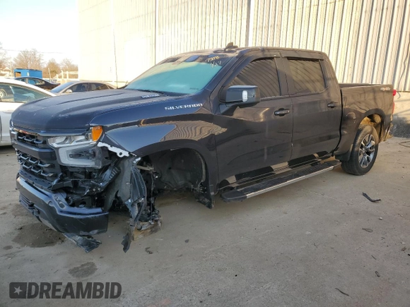 2022 Chevrolet Silverado 1500 RST with VIN 1GCUDEET4NZ577218, listed as a Copart auction lot 42675324 with 25,718 mi miles and Salvage Title. Bid and sale history available at DreamBid. Image 1.