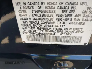 2009 Acura MDX Tech Pkg with VIN 2HNYD28619H526894, listed as a IAAI auction lot 42104576 with 199,384 mi miles. Bid and sale history available at carsss.com. Image 9.