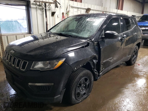 2019 Jeep Compass Sport with VIN 3C4NJDAB0KT802788, listed as a Copart auction lot 39840144 with 121,229 mi miles and Salvage title. Bid and sale history available at DreamBid. Image 1.