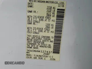 2017 Nissan Murano S z VIN 5N1AZ2MG4HN127437, wystawiony jako Copart lot #58874185 z przebiegiem Nie podano mil oraz Nie do naprawy • Non repairable. Historia ofert i sprzedaży dostępna na DreamBid. Obrazek 14.