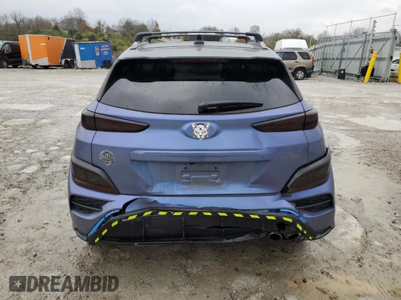 2022 Hyundai Kona N Line with VIN KM8K3CA33NU907847, listed as a Copart auction lot 80837034 with 34,788 mi miles and Salvage Title. Bid and sale history available at carsss.com. Image 6.