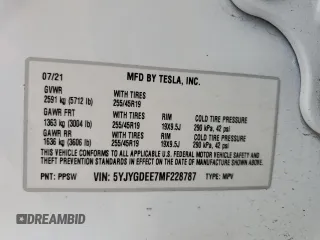 2021 Tesla Model Y Long Range z VIN 5YJYGDEE7MF228787, wystawiony jako Copart lot #47252275 z przebiegiem 59 823 mil mil oraz Szkoda całkowita • Salvage title. Historia ofert i sprzedaży dostępna na DreamBid. Obrazek 15.