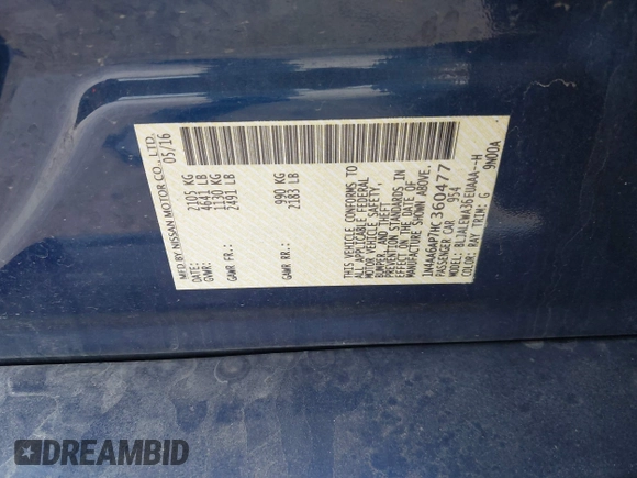 2017 Nissan Maxima S with VIN 1N4AA6AP7HC360477, listed as a IAAI auction lot 41881834 with 224,023 mi miles and . Bid and sale history available at DreamBid. Image 9.