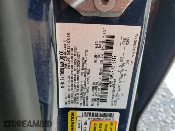 2018 Lincoln MKZ Hybrid Reserve with VIN 3LN6L5MU2JR605419, listed as a Copart auction lot 47407515 with 102,160 mi miles and Salvage title. Bid and sale history available at DreamBid. Image 13.