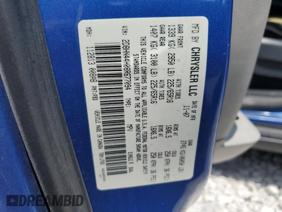 2008 Dodge Grand Caravan SE with VIN 2D8HN44H08R677094, listed as a Copart auction lot 66573804 with 210,318 mi miles and Clean Title. Bid and sale history available at DreamBid. Image 13.