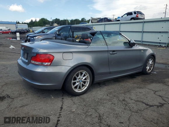 2011 BMW 1 Series 128i with VIN WBAUN1C52BVH82744, listed as a Copart auction lot 63441125 with 129,245 mi miles and Salvage title. Bid and sale history available at DreamBid. Image 3.