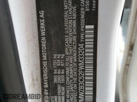 2015 MINI Countryman with VIN WMWZB3C52FWM33204, listed as a Copart auction lot 51680405 with 154,839 mi miles and Salvage Title. Bid and sale history available at DreamBid. Image 12.