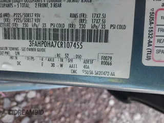 2012 Ford Fusion SE z VIN 3FAHP0HA7CR107455, wystawiony jako IAAI lot #39979687 z przebiegiem 157 764 mil mil oraz . Historia ofert i sprzedaży dostępna na DreamBid. Obrazek 9.