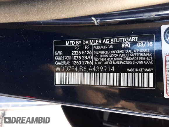 2018 Mercedes-Benz E-Class E 300 with VIN WDDZF4JB6JA439914, listed as a Copart auction lot 36850943 with 42,245 mi miles. Bid and sale history available at carsss.com. Image 15.