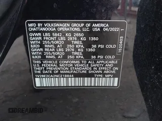 2022 Volkswagen Atlas SEL with VIN 1V2BE2CA2NC218844, listed as a IAAI auction lot 41264502 with 47,150 mi miles and . Bid and sale history available at DreamBid. Image 9.