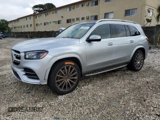 2022 Mercedes-Benz GLS with VIN 4JGFF5KE9NA672991, listed as a Copart auction lot 77032043 with 15,062 mi miles. Bid and sale history available at carsss.com. Image 1.