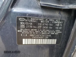 2007 Hyundai Azera SE with VIN KMHFC46F47A172648, listed as a Copart auction lot 87017714 with Not Provided miles and Salvage Title. Bid and sale history available at DreamBid. Image 12.