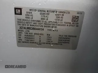 2011 GMC Terrain SLE-1 with VIN 2CTALMEC8B6444134, listed as a Copart auction lot 52831965 with Not provided miles and Salvage title. Bid and sale history available at DreamBid. Image 15.