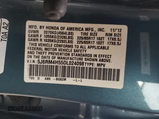 2013 Honda CR-V EX z VIN 5J6RM4H55DL024098, wystawiony jako Copart lot #59055285 z przebiegiem 116 469 mil mil oraz Szkoda całkowita • Salvage title. Historia ofert i sprzedaży dostępna na DreamBid. Obrazek 13.