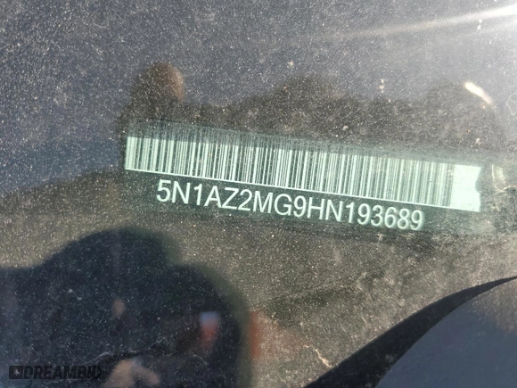 2017 Nissan Murano Platinum with VIN 5N1AZ2MG9HN193689, listed as a Copart auction lot 52199745 with 118,160 mi miles and Salvage Title. Bid and sale history available at carsss.com. Image 13.