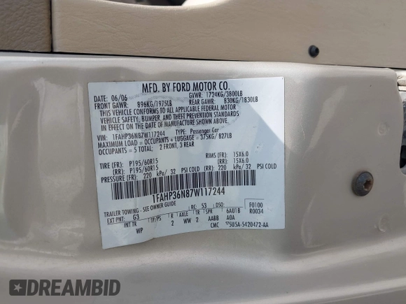 2007 Ford Focus SE с VIN 1FAHP36N87W117244, выставлен на аукционе IAAI как лот 42482087 с пробегом 117 743 миль миль и . История ставок и продаж доступна на DreamBid. Изображение 9.