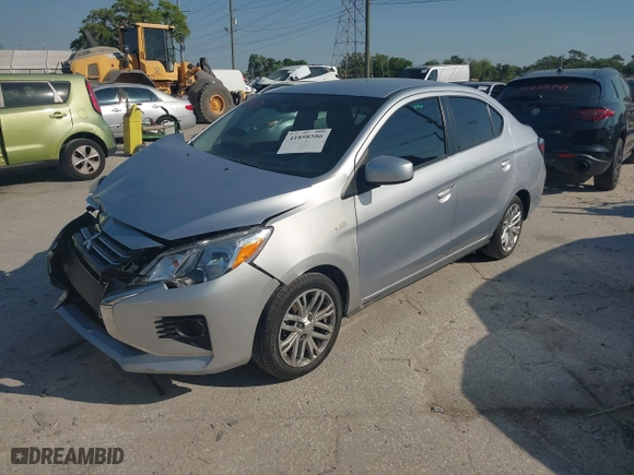 2022 Mitsubishi Mirage G4 ES with VIN ML32FUFJXNHF02043, listed as a IAAI auction lot 41898586 with 52,047 mi miles. Bid and sale history available at carsss.com. Image 2.
