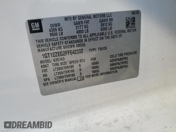 2015 GMC Sierra 2500HD SLT with VIN 1GT12ZEG2FF642332, listed as a Copart auction lot 88870685 with 146,594 mi miles and Clean title. Bid and sale history available at DreamBid. Image 14.