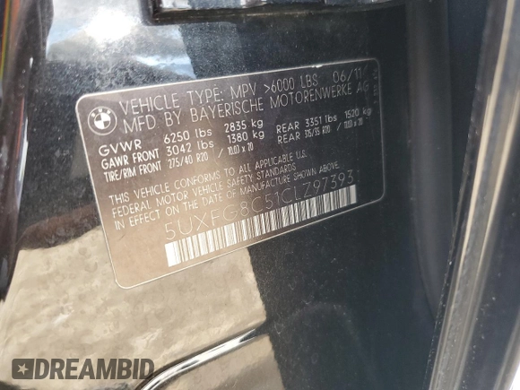 2012 BMW X6 50i z VIN 5UXFG8C51CLZ97393, wystawiony jako Copart lot #58407285 z przebiegiem 128 040 mil mil oraz Szkoda całkowita • Salvage title. Historia ofert i sprzedaży dostępna na DreamBid. Obrazek 13.