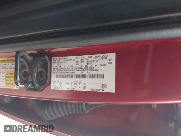 2017 Ford F-150 XL with VIN 1FTEW1CG7HKC22876, listed as a IAAI auction lot 42281244 with 128,049 mi miles and . Bid and sale history available at DreamBid. Image 9.