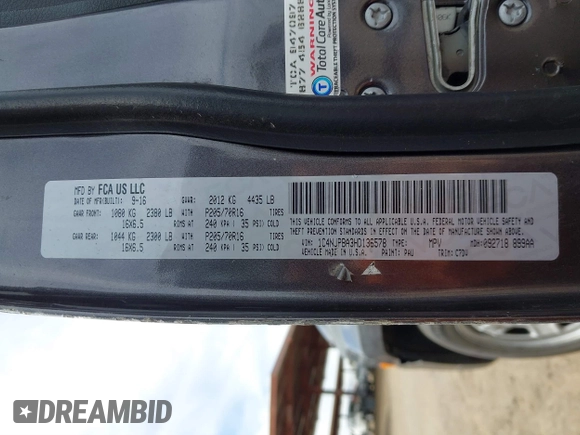 2017 Jeep Patriot Sport SE with VIN 1C4NJPBA3HD136578, listed as a IAAI auction lot 41733206 with 193,522 mi miles and . Bid and sale history available at DreamBid. Image 9.