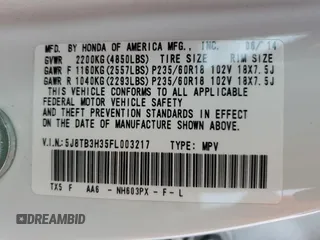 2015 Acura RDX with VIN 5J8TB3H35FL003217, listed as a Copart auction lot 45586675 with 74,952 mi miles and Salvage Title. Bid and sale history available at carsss.com. Image 14.