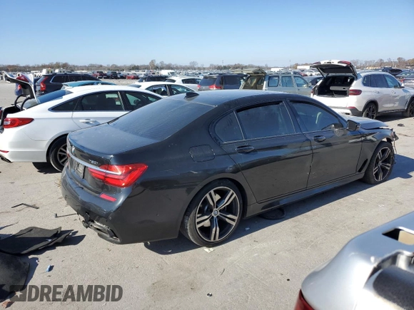 2018 BMW 7 Series 750i with VIN WBA7F0C55JGM23635, listed as a Copart auction lot 83718114 with 0 mi miles and Salvage Title. Bid and sale history available at carsss.com. Image 3.