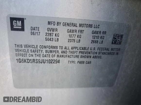 2018 Cadillac CT6 Luxury AWD with VIN 1G6KD5RS9JU102294, listed as a Copart auction lot 46120925 with 114,990 mi miles and Salvage Title. Bid and sale history available at carsss.com. Image 12.
