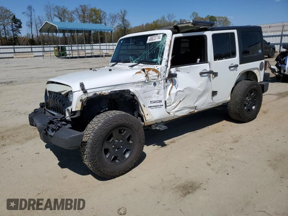 2015 Jeep Wrangler Unlimited Sport RHD with VIN 1C4BJWKG0FL690763, listed as a Copart auction lot 48823714 with 156,714 mi miles and Salvage title. Bid and sale history available at DreamBid. Image 1.