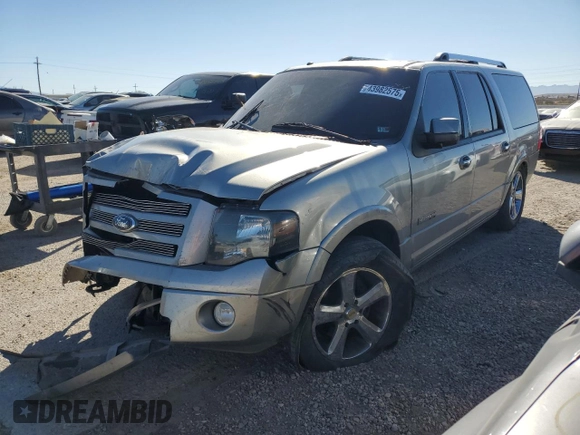 2008 Ford Expedition EL Limited with VIN 1FMFK20538LA12614, listed as a Copart auction lot 43982575 with 150,949 mi miles and Salvage Title. Bid and sale history available at carsss.com. Image 1.